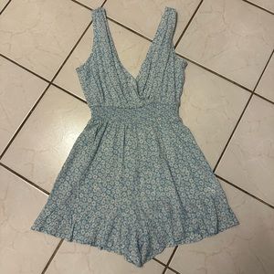 Blue floral rewind romper
